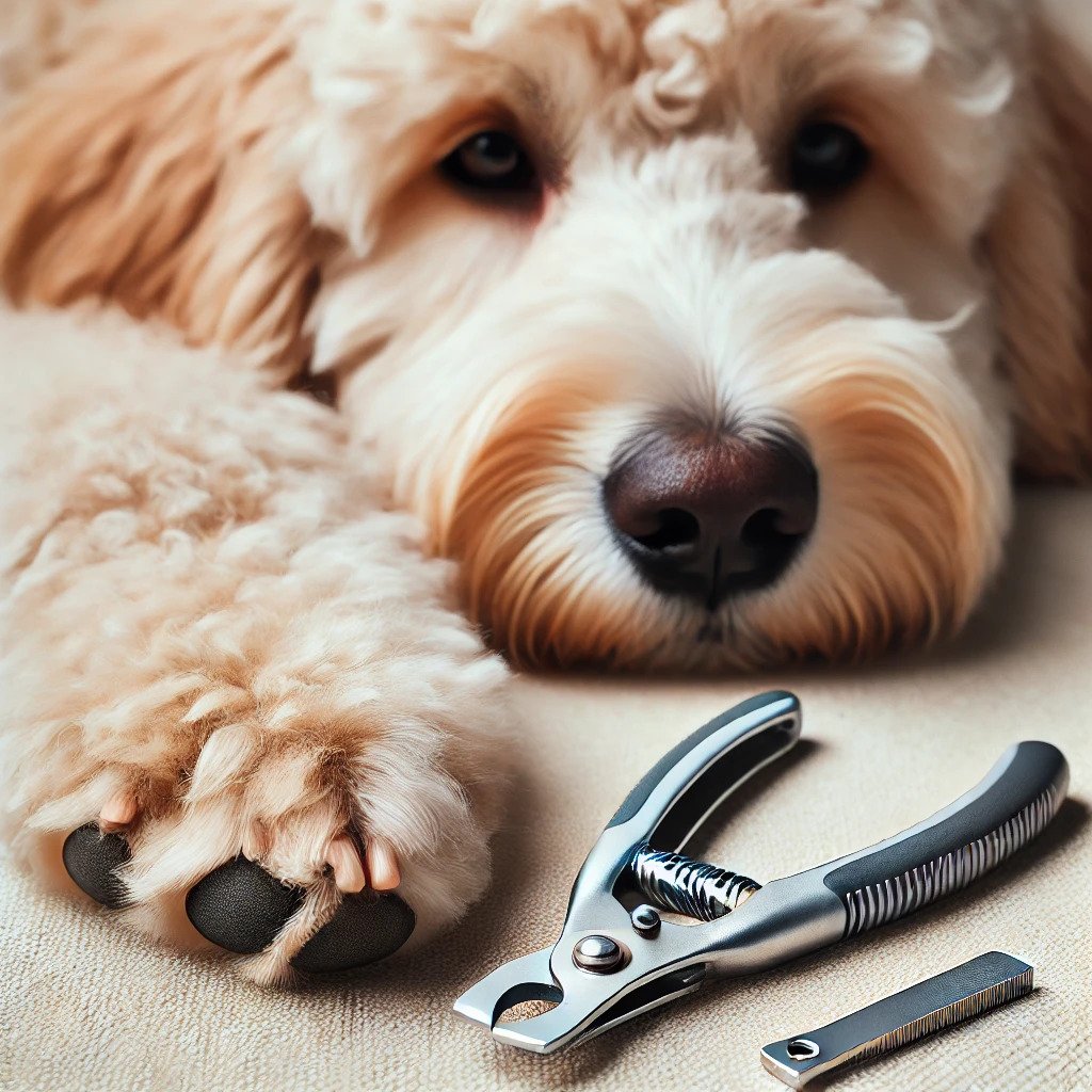 goldendoodle and dog nail clippers